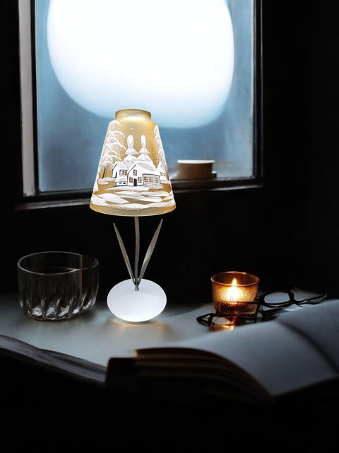 Yellow Glass Lamp Candle Holder - White Cabins