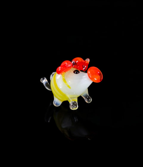 Yellow Pig Figurine, Mini Glass Murano Quality Lampworking Glass Figurine, Hand Made In Ukraine, A Great Addition To Your Collection
