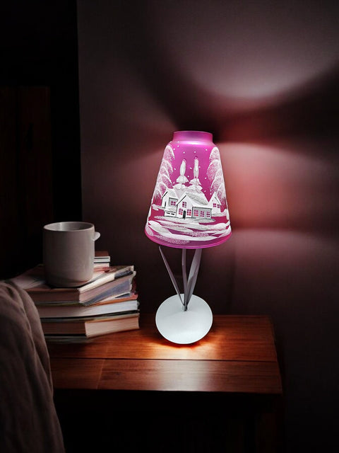 Pink Glass Lamp Candle Holder - White Cabins