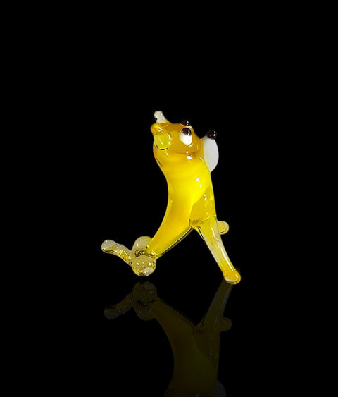 Yellow Dog Figurine, Mini Glass Murano Quality Lampworking Glass Figurine, Hand Made In Ukraine, A Great Addition To Your Collection