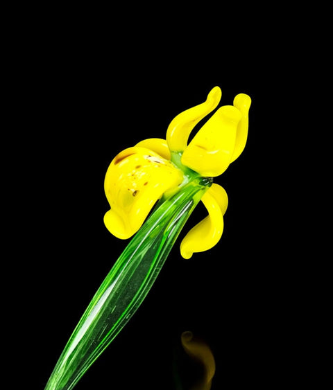 Yellow Glass Iris - Handcrafted Short Stem Flower