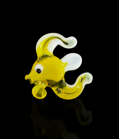 Yellow Fish Figurine, Mini Glass Murano Quality Lampworking Glass Figurine, Hand Made In Ukraine, A Great Addition To Your Collection