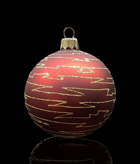 Red Blown Glass Ornament - Sunset - Dark Red & Gold Ornament - Hand Made In Ukraine - Hand Painted - Keepsake Ornament - Natural Glass