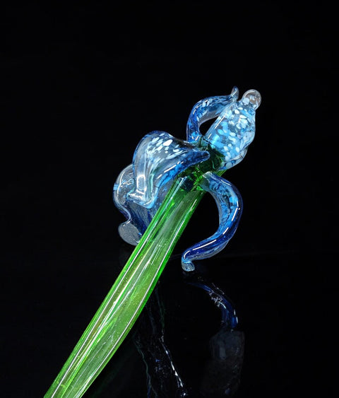 Blue Glass Iris - Handcrafted Short Stem Flower