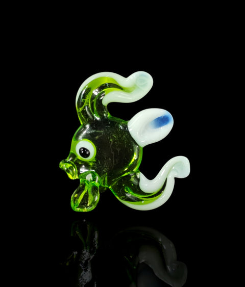 Green Fish Figurine, Mini Glass Murano Quality Lampworking Glass Figurine, Hand Made In Ukraine, A Great Addition To Your Collection