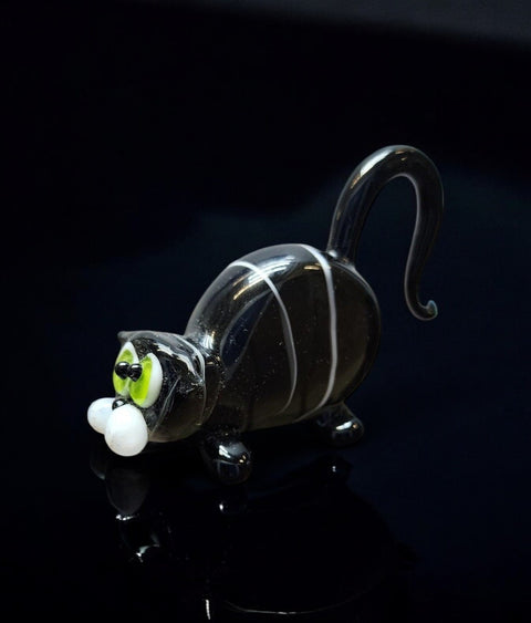 Glass Fat Cat Figurine, Collectible Glass Cat, Murano Quality Gift At A Fraction Of The Price, Handcrafted In Ukraine