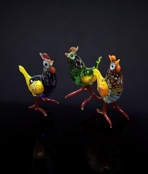 Glass Chicken Figurine, Collectible Glass Chicken, Murano Quality Gift At A Fraction Of The Price, Handcrafted In Ukraine