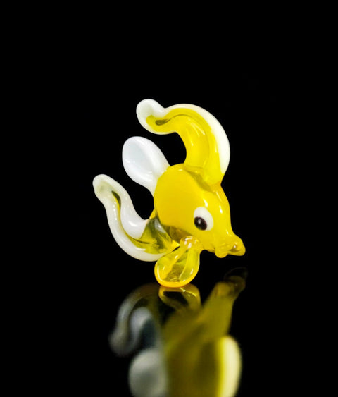 Yellow Fish Figurine, Mini Glass Murano Quality Lampworking Glass Figurine, Hand Made In Ukraine, A Great Addition To Your Collection