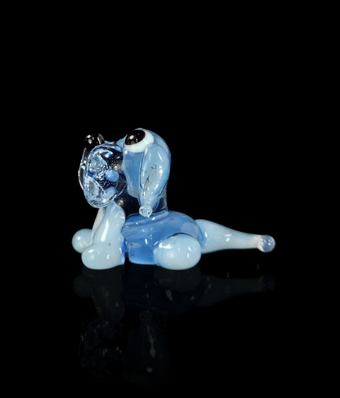 Light Blue Dog Figurine, Mini Glass Murano Quality Lampworking Glass Figurine, Hand Made In Ukraine, A Great Addition To Your Collection