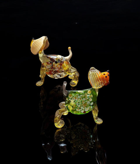 Glass Dog with Marble Pattern Body Figurine, Collectible Glass Dog, Murano Quality Gift At A Fraction Of The Price, Handcrafted In Ukraine