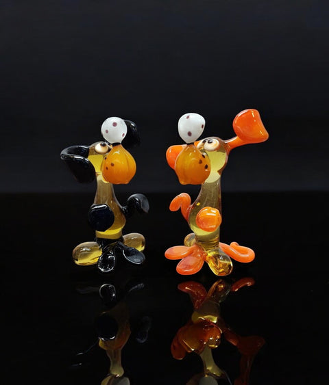 Glass Dachshund with Ball Figurine