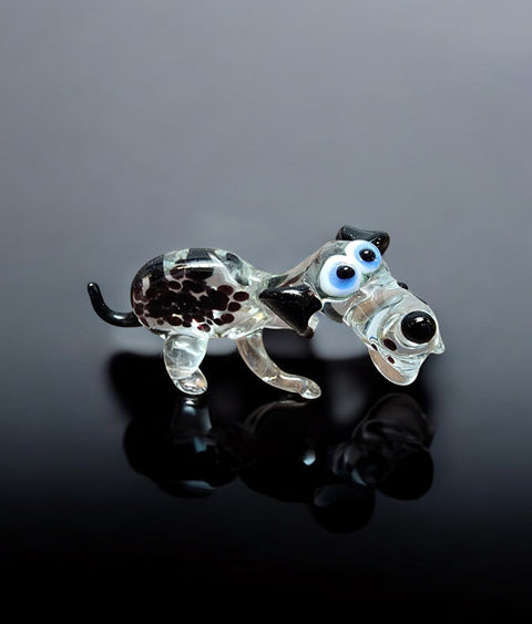 Glass Dog with Spots Figurine, Collectible Glass Dog, Murano Quality Gift At A Fraction Of The Price, Handcrafted In Ukraine