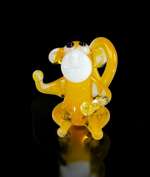 Yellow Monkey Figurine, Mini Glass Murano Quality Lampworking Glass Figurine, Hand Made In Ukraine, A Great Addition To Your Collection