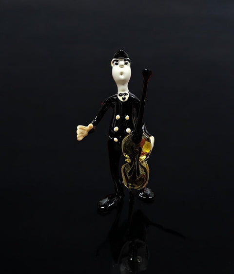 Glass Musician With Cello Figurine