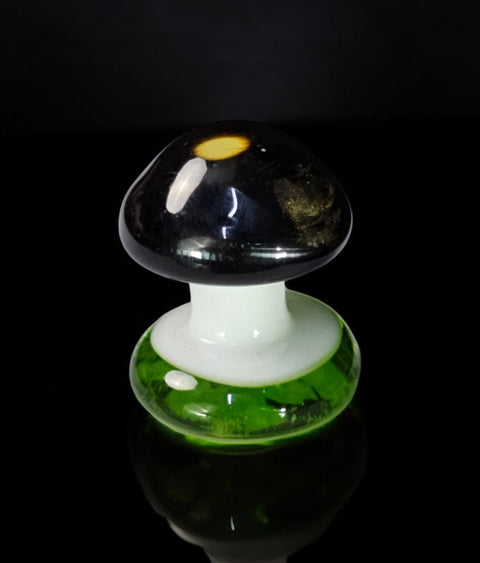 Black Cap Mushroom Figurine, Mini Glass Murano Quality Lampworking Glass Figurine, Hand Made In Ukraine, A Great Addition To Your Collection