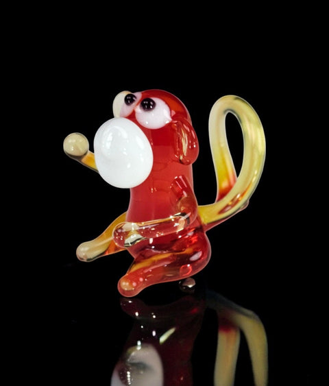 Red Monkey Figurine, Mini Glass Murano Quality Lampworking Glass Figurine, Hand Made In Ukraine, A Great Addition To Your Collection