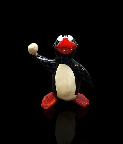 Glass Penguin with Snowball Figurine