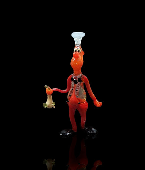 Glass Chef With Fish Figurine