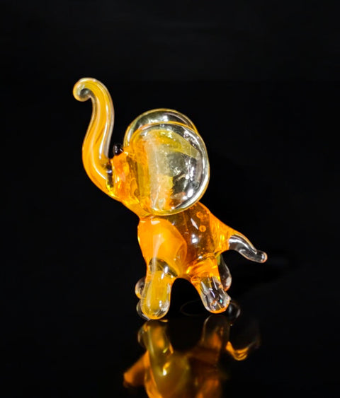 Orange Elephant Figurine, Mini Glass Murano Quality Lampworking Glass Figurine, Hand Made In Ukraine, A Great Addition To Your Collection