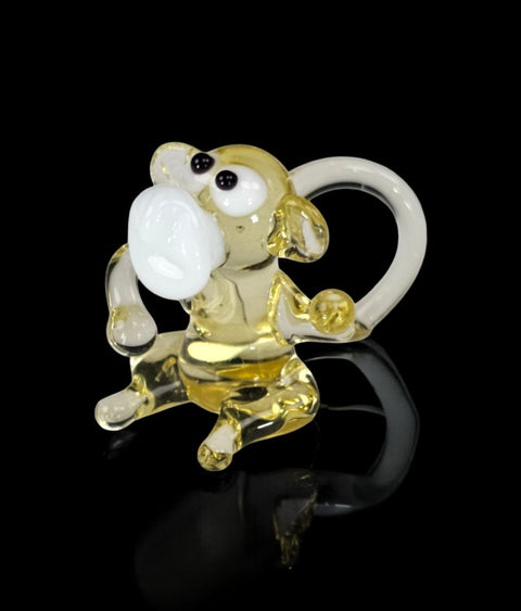 Amber Monkey Figurine, Mini Glass Murano Quality Lampworking Glass Figurine, Hand Made In Ukraine, A Great Addition To Your Collection