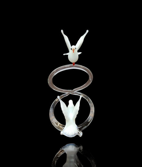 Glass Doves on Rings Figurine, Collectible Glass Dove, Murano Quality Gift At A Fraction Of The Price, Handcrafted In Ukraine