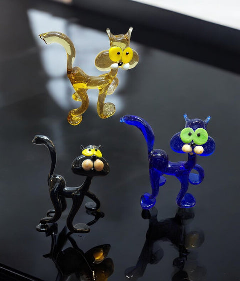 Glass Cat Figurine, Collectible Glass Cat, Murano Quality Gift At A Fraction Of The Price, Handcrafted In Ukraine