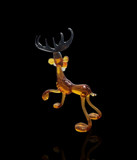 Glass Moose With Daisy Figurine, Collectible Glass Moose, Murano Quality Gift At A Fraction Of The Price, Handcrafted In Ukraine