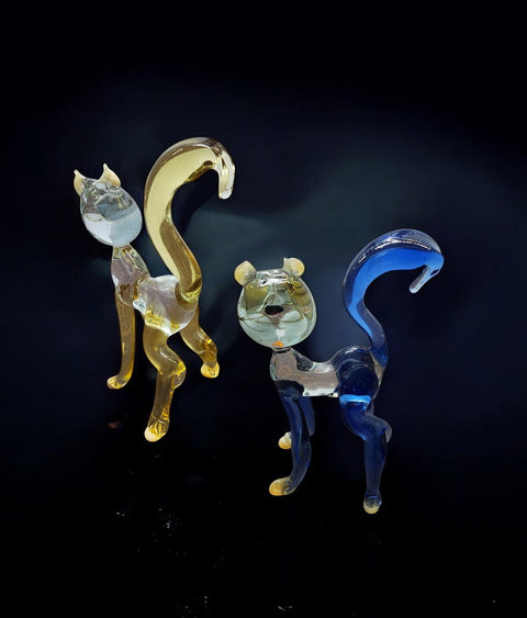 Glass Standing Tall Cat Figurine, Collectible Glass Cat, Murano Quality Gift At A Fraction Of The Price, Handcrafted In Ukraine