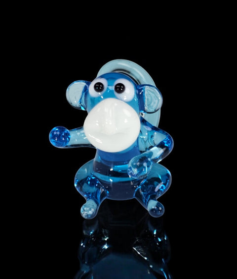 Light Blue Monkey Figurine, Mini Glass Murano Quality Lampworking Glass Figurine, Hand Made In Ukraine, A Great Addition To Your Collection