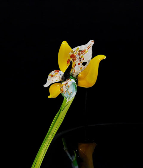 Yellow Glass Orchid - Handcrafted Long Stem Flower