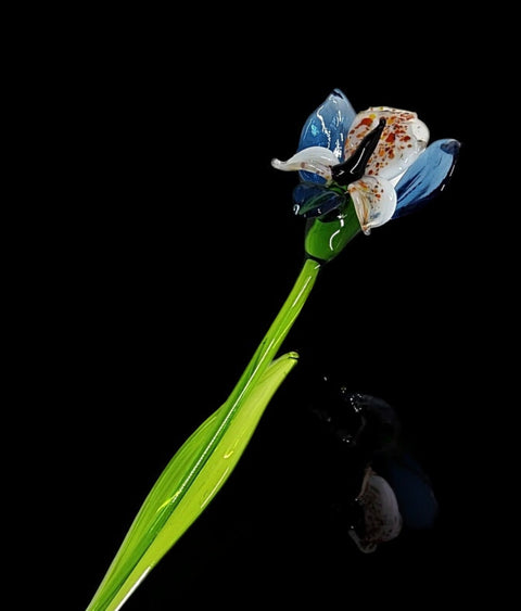 Blue Glass Orchid - Handcrafted Long Stem Flower