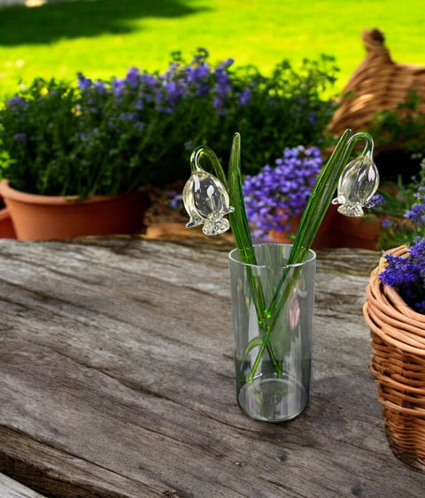 Clear Glass Bell, Handcrafted Glass Flower, Hand Made In Ukraine Using Murano Quality Glass, Great Gift For Flower Lovers, 12 Inch Bellflower
