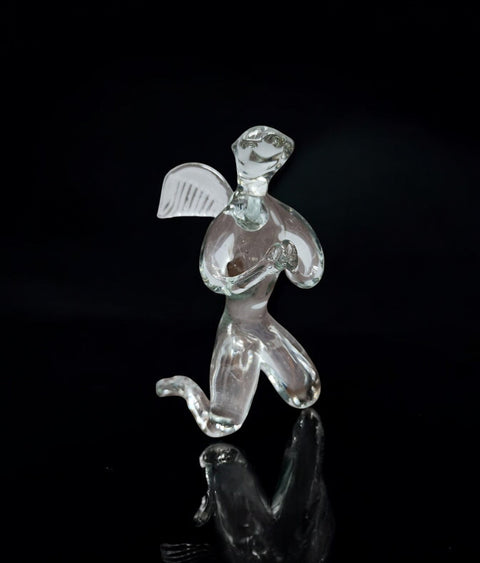 Clear Glass Angel on knees Figurine