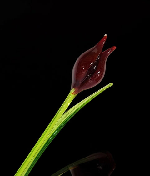 Red Glass Tulip - Handcrafted Long Stem Flower