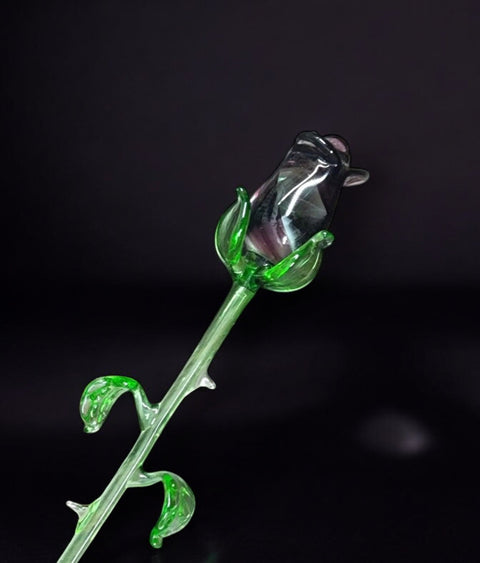 Purple Glass Rose - Handcrafted Medium Stem Flower