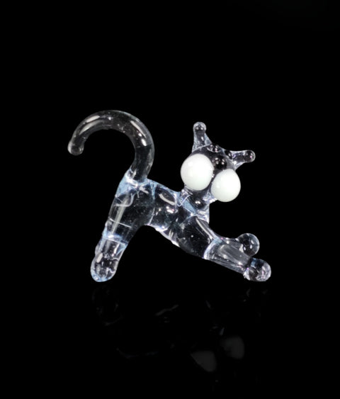 Clear Cat Figurine, Mini Glass Murano Quality Lampworking Glass Figurine, Hand Made In Ukraine, A Great Addition To Your Collection