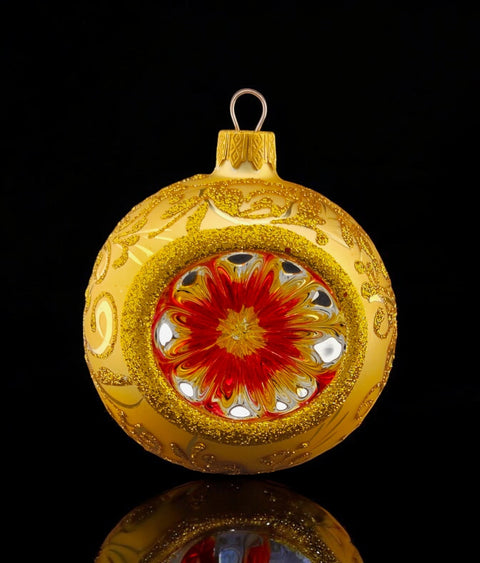 Gold Blown Glass Ornament - Gold Reflector - Hand Made In Ukraine - Hand Painted - Refractor Ornament - Keepsake Ornament - Natural Glass