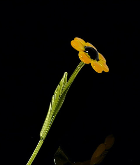 Glass Black Eyed Susan - Handcrafted Short  Stem Flower