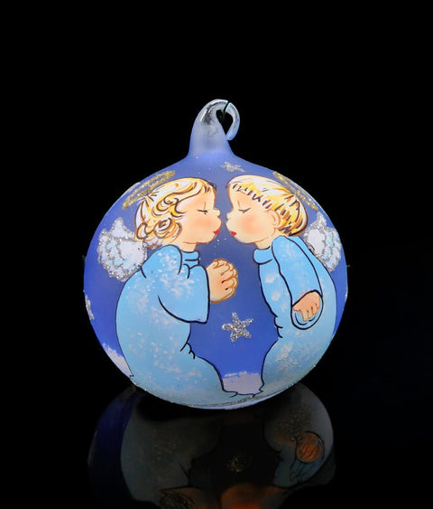 Light Blue Blown Glass Ornament - Handcrafted - Baby Angels Design