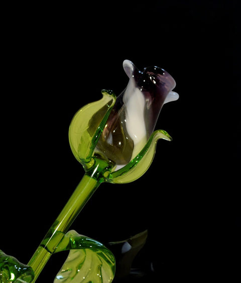 Purple and white glass rose