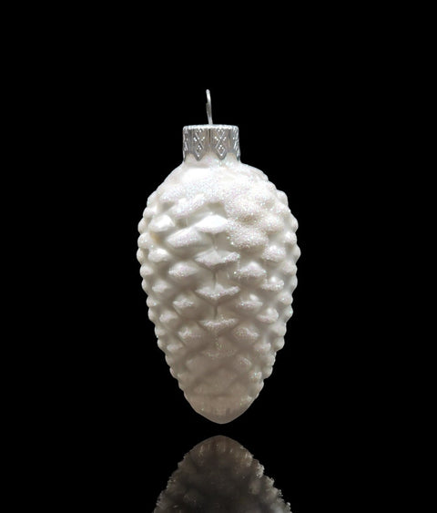 Hand Decorated Glass Keepsake Ornament - Charming Silver Pinecone Design