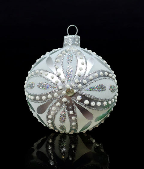 Silver Blown Glass Ornament - Silver Ornament - Hand Made In Ukraine - Hand Painted - Keepsake Ornament - Natural Glass - Hand Decorated