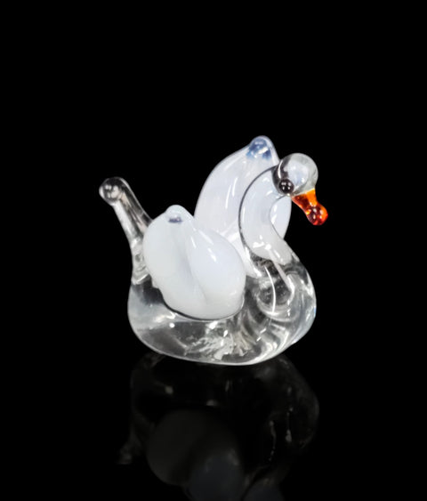 Clear Swan Figurine, Mini Glass Murano Quality Lampworking Glass Figurine, Hand Made In Ukraine, A Great Addition To Your Collection
