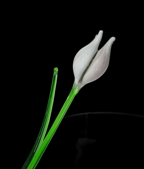 White Glass Tulip - Handcrafted Long Stem Flower