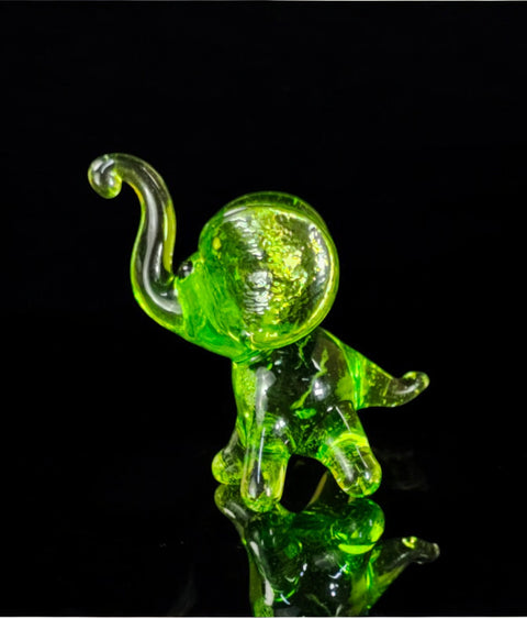 Green Elephant Figurine, Mini Glass Murano Quality Lampworking Glass Figurine, Hand Made In Ukraine, A Great Addition To Your Collection