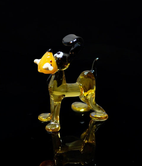 Glass Dog with Bone Figurine