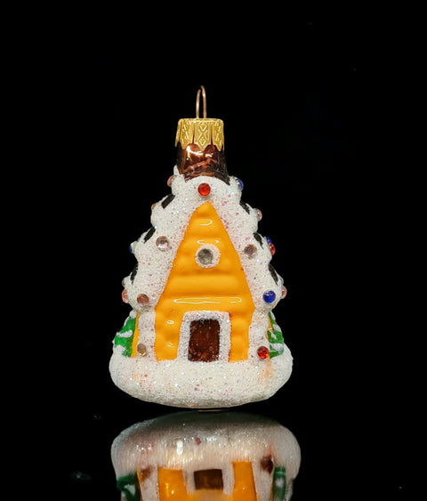 Hand Decorated Glass Keepsake Ornament - Charming Candy House Design