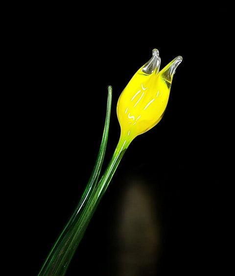 Yellow Glass Tulip - Handcrafted Long Stem Flower