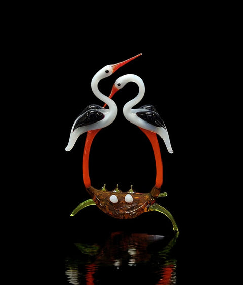 glass stork figurine