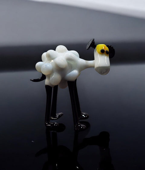White Glass Sheep Figurine